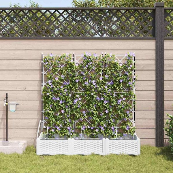 2025 Fioriera Da Giardino Cloris Bianco 120 X 40 X 126 Cm Acciaio - Aiuole Vendita9671116 1Pacco-image