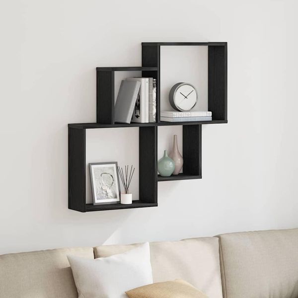Pratica Mensola A Muro A Cubo Rovere Nero 80 X 15 X 78,5 Cm Pannelli A Base Di Legno - Mensole A Muro ,Mobili Di Design 8279503 1Pacco-image