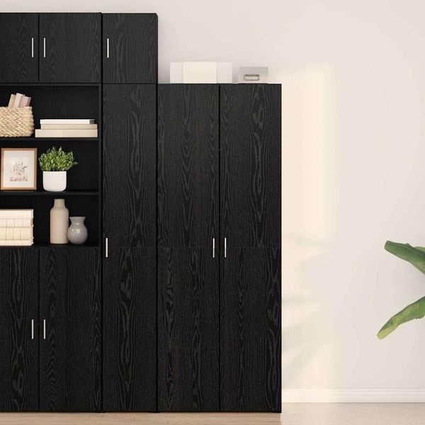 Vetrina Design Look Rovere Nero 70 X 42,5 X 185 Cm Materiale Legno - Cassettiere 2025 Nuovo3380261 2Pacchi-image