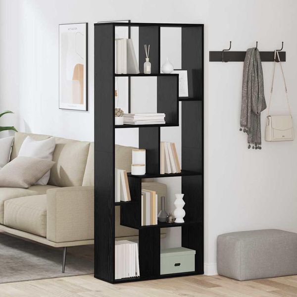 Maison Exclusive - Libreria Effetto Rovere Nero 67 X 25 X 162 Cm Materiale Ligneo-image