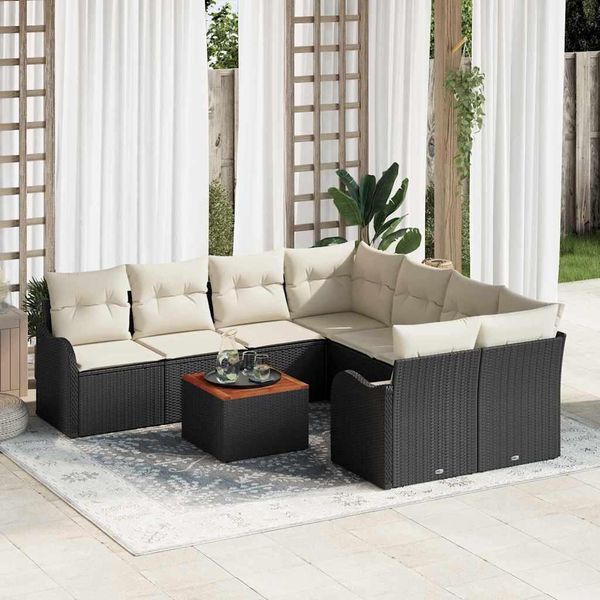 Semplice Set Di Mobili Da Giardino Set Di Mobili Da Balcone Set Di Divani Da Giardino 9 Pezzi Nero Poly Rattan - Set Di Mobili Da Giardino DE4124579 4Parcel-image