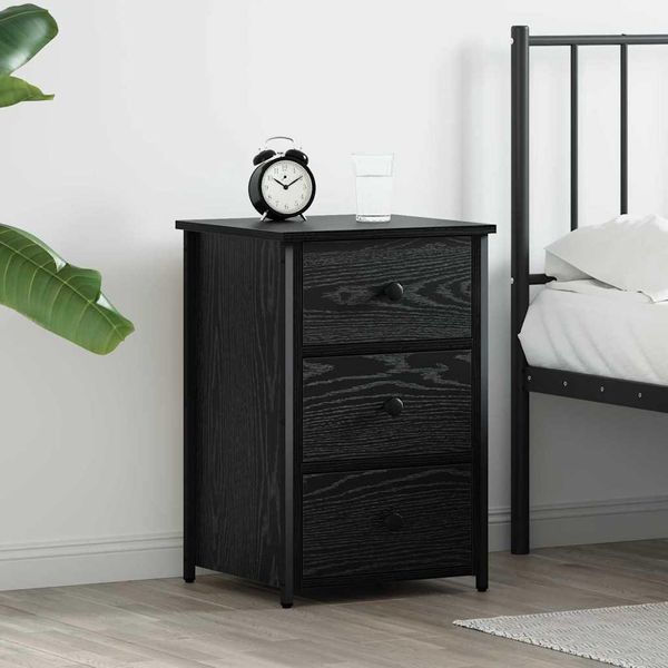 Stabli MöBel Comodino Con Cassetti In Rovere Nero 40 X 36 X 60 Cm - Comodini E Armadi CC3014442 1Pacco-image
