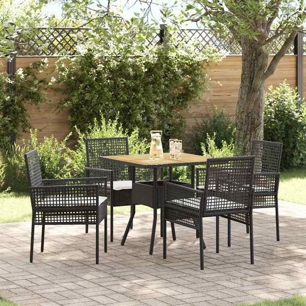 Set Di Mobili Da Giardino Stabli Set Di Mobili Da Balcone Set Da Pranzo Da Giardino 5 Pezzi Nero Poly Rattan - Set Di Mobili Da Giardino CC4282772 3Parcel-image