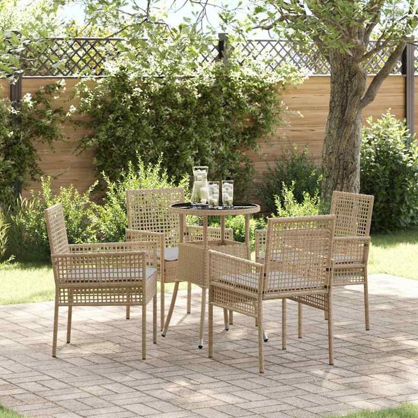 Bei Cloris Set Di Mobili Da Giardino Set Di Mobili Da Balcone Set Da Pranzo Da Giardino 5 Pezzi Beige Poly Rattan - Set Di Mobili Da Giardino New5321082 3Parcel-image