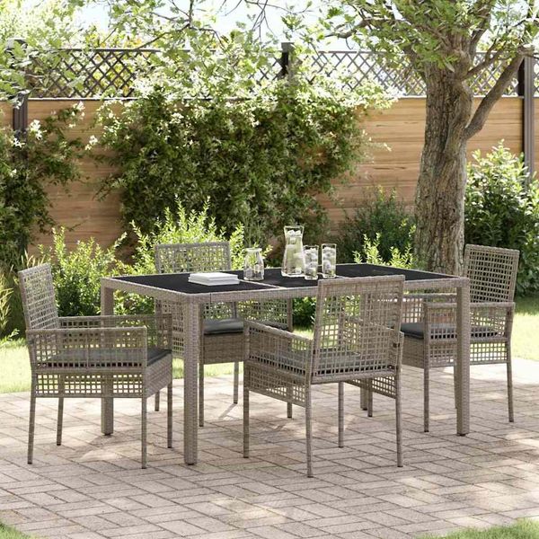 Set Di Mobili Da Giardino Di Design Set Di Mobili Da Balcone Set Da Pranzo Da Giardino 5 Pezzi Grigio Poly Rattan - Set Di Mobili Da Giardino 2025 New8305532 3Parcel-image