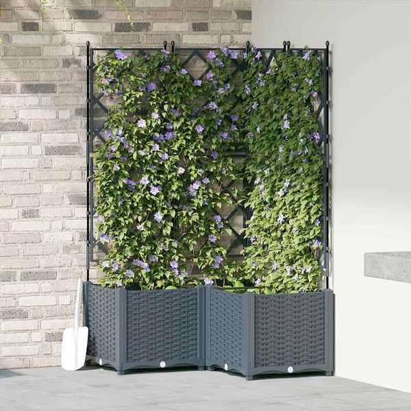 Maison Exclusive - Vaso Da Giardino 3 Pezzi Grigio Chiaro 80 X 80 X 143 Cm Acciaio-image