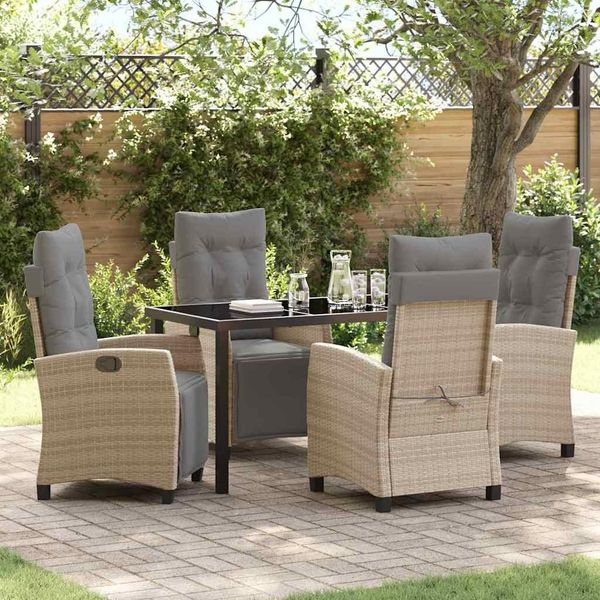 Set Di Mobili Da Giardino Durevoli Set Di Mobili Da Balcone Set Da Pranzo Da Giardino 5 Pezzi Beige Poly Rattan - Set Di Mobili Da Giardino Octo4030922 3Parcel-image