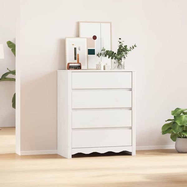 Cassettiera Durevole Drammen White 76,5 X 40 X 91 Cm Pino Massiccio - Cassettiere Octo2678931 1Pacco-image