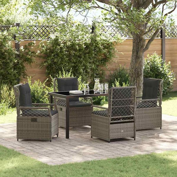 Set Di Mobili Da Giardino In Stile Elegante Set Di Mobili Da Balcone Set Da Pranzo Da Giardino 5 Pezzi In Poly Rattan Grigio - Set Di Mobili Da Giardino Hommie1662792 3Parcel-image