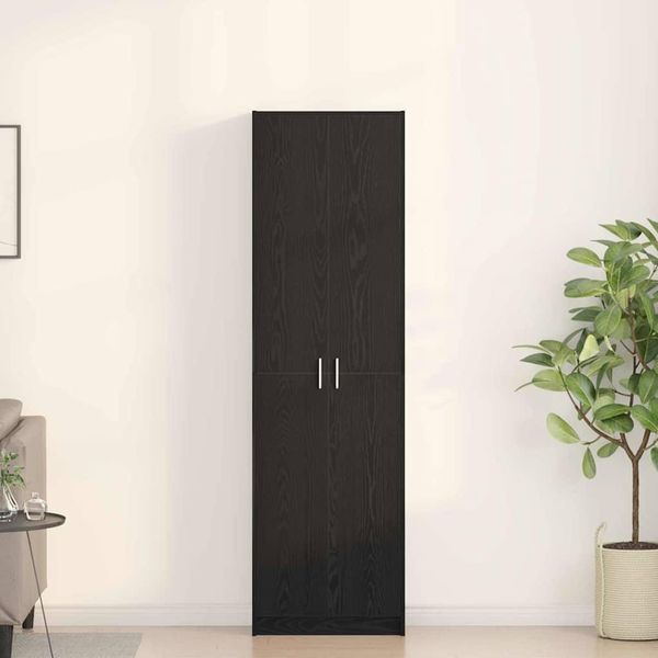 Armadio In Stile Elegante Con Ripiano In Rovere Nero 55 X 25 X 189 Cm - Armadi Hommie2147537 2Parti-image