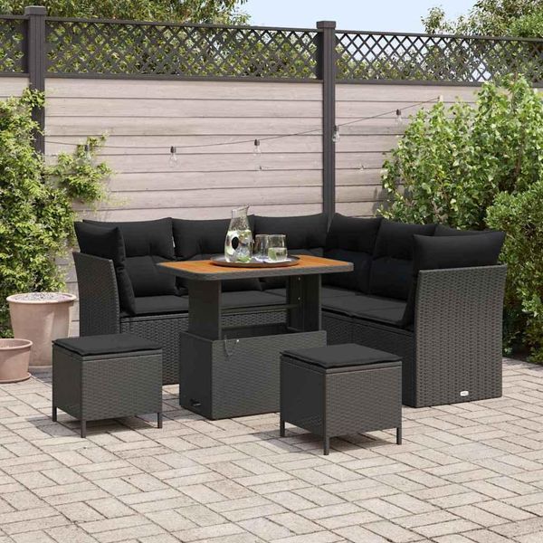 Set Di Mobili Da Giardino In Stile Elegante Set Di Mobili Da Balcone Set Di Divani Da Giardino 8 Pezzi Nero Poly Rattan - Set Di Mobili Da Giardino Hommie8009867 5Parcel-image