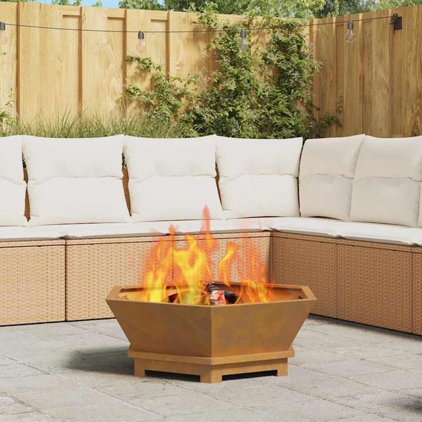 Design New Fire Pit Brown 75 X 75 X 28 Cm In Acciaio Resistente Alle Intemperie - Cestini E Ciotole Per Caminetti Mobili2025 CHY5054872 1Pacco-image