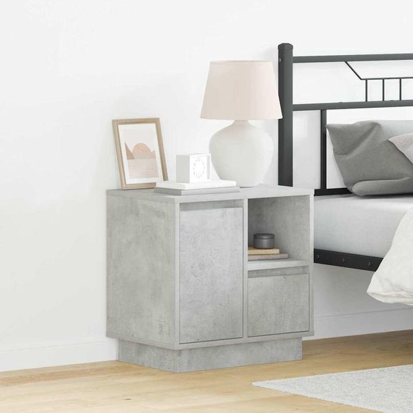 Comodino In Stile Elegante Con Cemento Grigio 50 X 34,5 X 50 Cm Materiale A Base Di Legno - Comodini E Armadi Hommie8562466 1Pacco-image