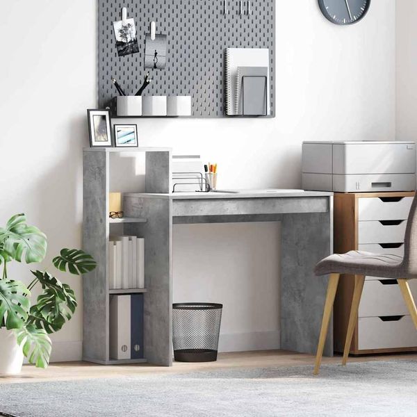 Maison Exclusive - Scrivania In Cemento Grigio 100 X 40 X 90 Cm Materiale Ligneo-image