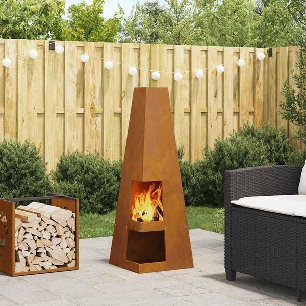 2025 Cloris Fire Pit Marrone 35 X 35 X 100 Cm Acciaio Resistente Alle Intemperie - Cesti E Vassoi Per Fuochi Vendita3681466 1Pacco-image