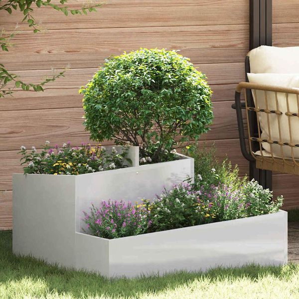 Maison Exclusive - Vaso Da Giardino Argento 80 X 80 X 50 Cm Acciaio Inossidabile-image