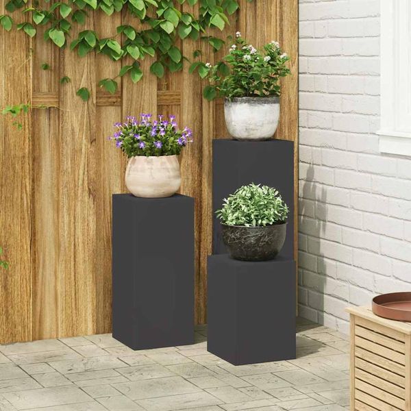 Bei Cloris Supporto Per Piante 3 Pezzi Nero 24 X 24 X 75 Cm Acciaio - Tavoli Da Giardino Nuovo3549709 1Pacco-image