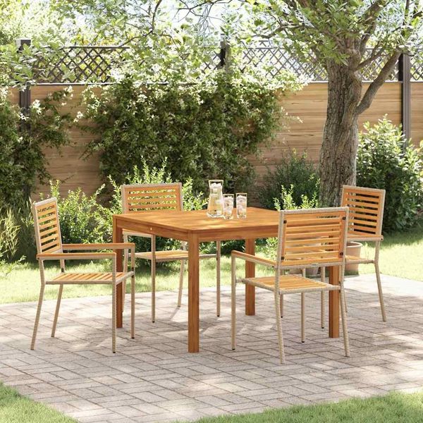 Pratico Set Di Mobili Da Giardino Set Di Mobili Da Balcone Set Da Pranzo Da Giardino 5 Pezzi Beige Poly Rattan - Set Di Mobili Da Giardino ,Mobili Di Design 3340013 3Parcel-image