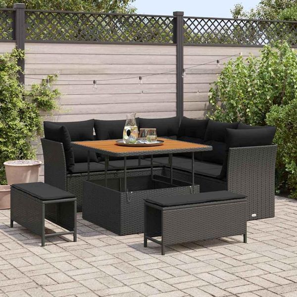 Design Nuovo Set Di Mobili Da Giardino Set Di Mobili Da Balcone Set Di Divani Da Giardino 8 Pezzi Nero Poly-Rattan - Set Di Mobili Da Giardino Mobili2025 CHY3672886 5Parcel-image