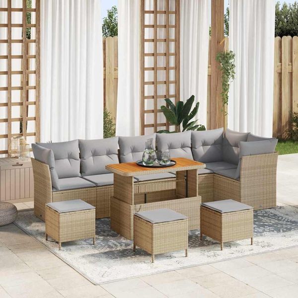 2025 Cloris Set Di Mobili Da Giardino Set Di Mobili Da Balcone Set Di Divani Da Giardino 10 Pezzi Beige Poly Rattan - Set Di Mobili Da Giardino Sale5530202 3Parcel-image