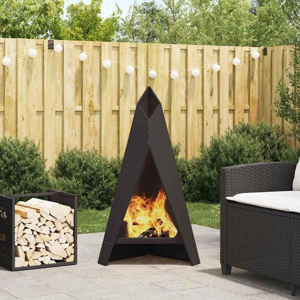 Camino Stabli MöBel Nero 58 X 40 X 100 Cm Acciaio Laminato A Freddo - Cestini E Vassoi Per Caminetti CC3352692 1Pacco-image