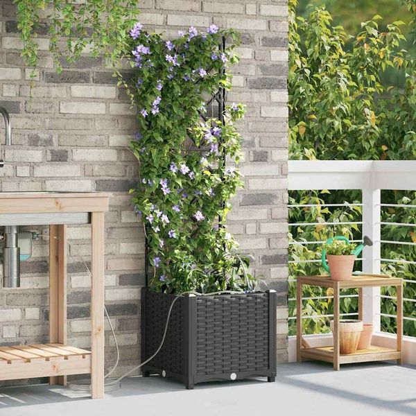 Maison Exclusive - Vaso Da Giardino Nero 40 X 40 X 142 Cm Acciaio-image