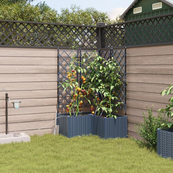 Fioriera Da Giardino Semplice Grigia 80 X 80 X 142 Cm In Acciaio - Aiuole DE8802450 1Pacco-image