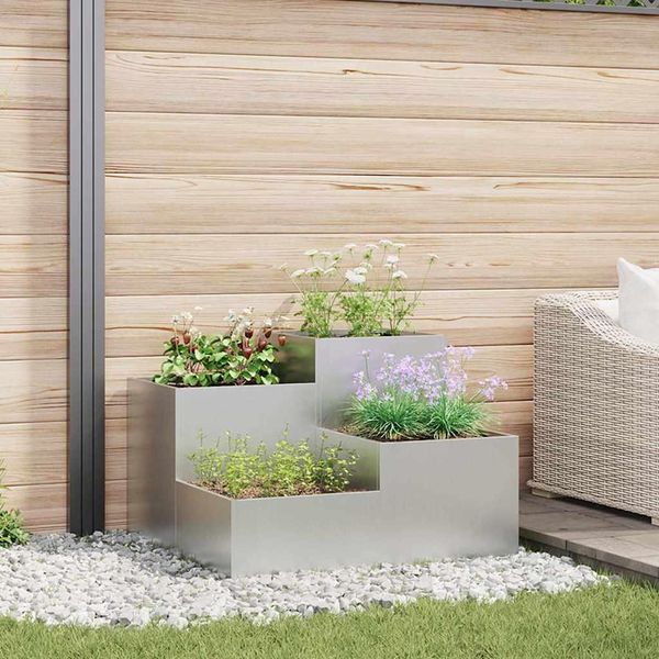 Maison Exclusive - Vaso Da Giardino Argento 80 X 80 X 60 Cm Acciaio Zincato-image