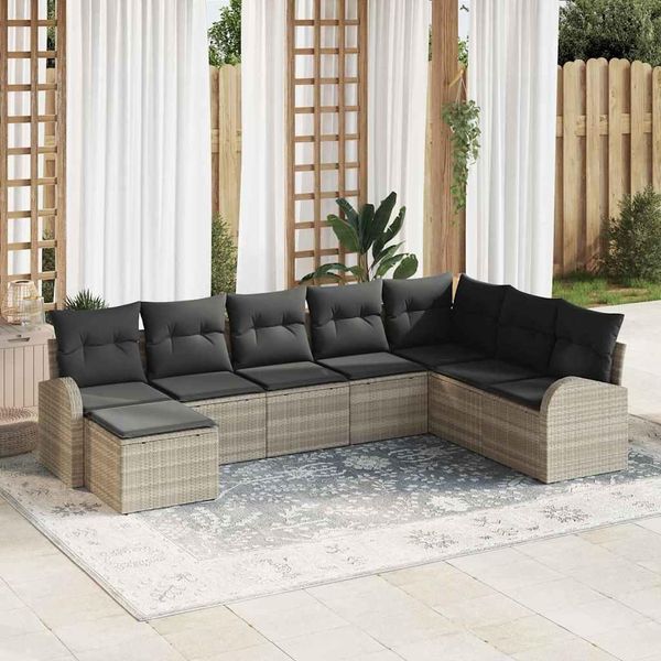 Set Di Mobili Da Giardino Di Design Set Di Mobili Da Balcone Set Di Divani Da Giardino Con Cuscini 8 Pezzi Grigio Chiaro Poly Rattan - Set Di Mobili Da Giardino 2025 New8346733 4Parcel-image