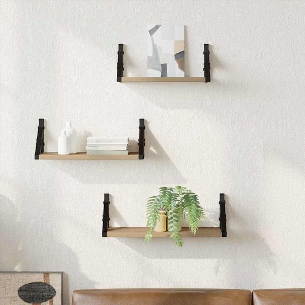 Set Di Mensole Da Parete Di Design 3 Pezzi Artisan Oak 37 X 12 X 13 Cm Materiale A Base Di Legno - Mensole Da Parete 2025 Nuovo8483694 1Pacco-image