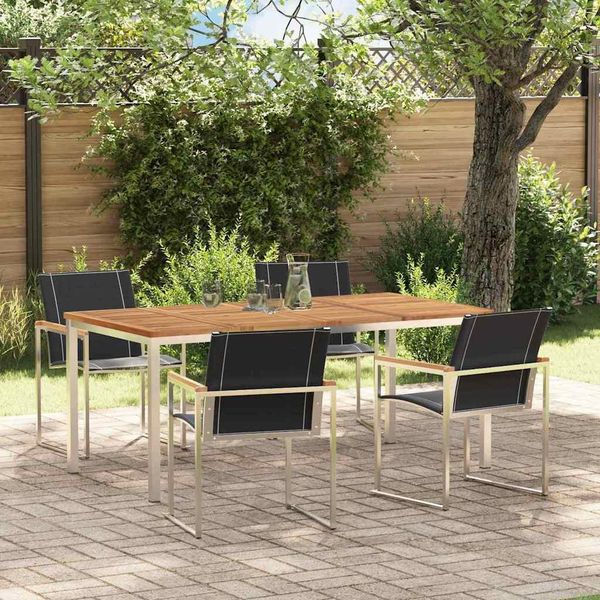 Set Di Mobili Da Giardino Stabli Set Di Mobili Da Balcone Set Da Pranzo Da Giardino 5 Pezzi In Legno Massiccio Di Acacia - Set Di Mobili Da Giardino CC2201188 2Parcel-image