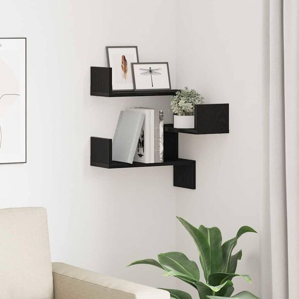 Maison Exclusive - Mensola Da Parete Effetto Rovere Nero 40 X 40 X 49,5 Cm Materiale Ligneo-image