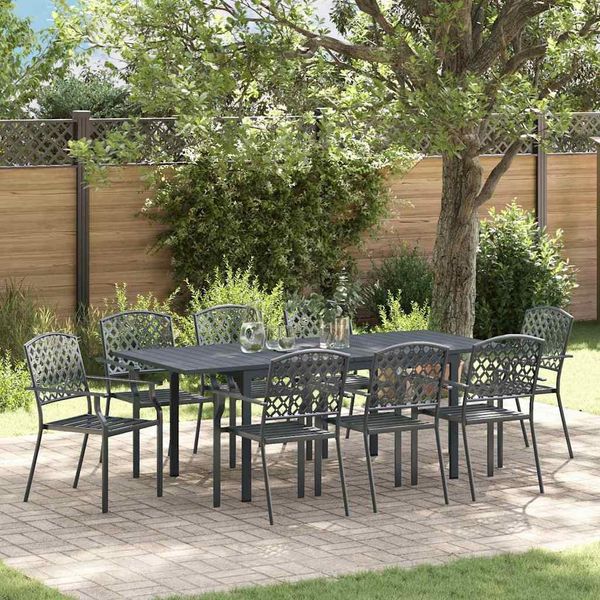 Set Di Mobili Da Giardino Durevoli Set Di Mobili Da Balcone Set Da Pranzo Da Giardino Regolabile 9 Pezzi In Acciaio - Set Di Mobili Da Giardino Octo4929323 4Parcel-image