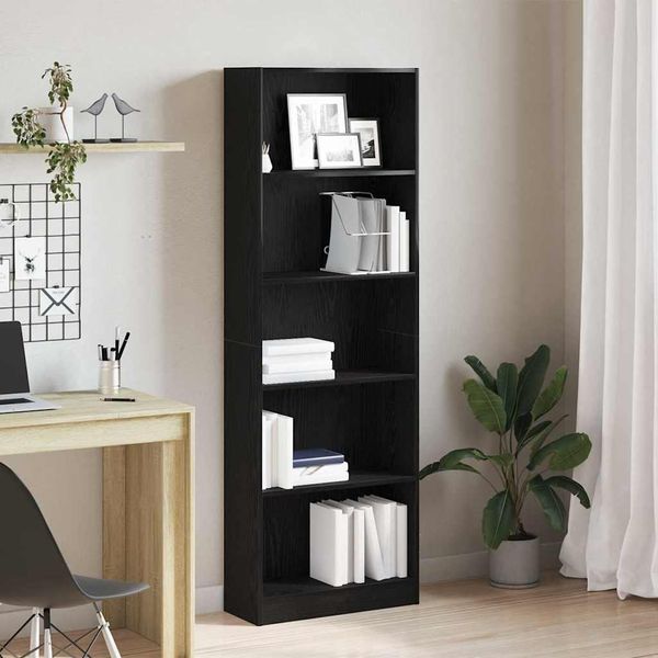 Maison Exclusive - Libreria Effetto Rovere Nero 60 X 24 X 176 Cm Materiale Ligneo-image