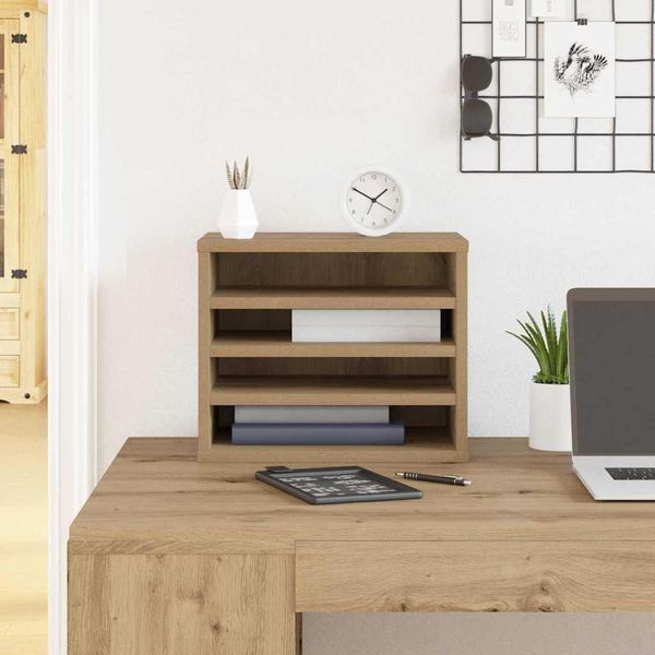 Maison Exclusive - Organizer Da Scrivania In Rovere Artigianale 36 X 26 X 29,5 Cm-image