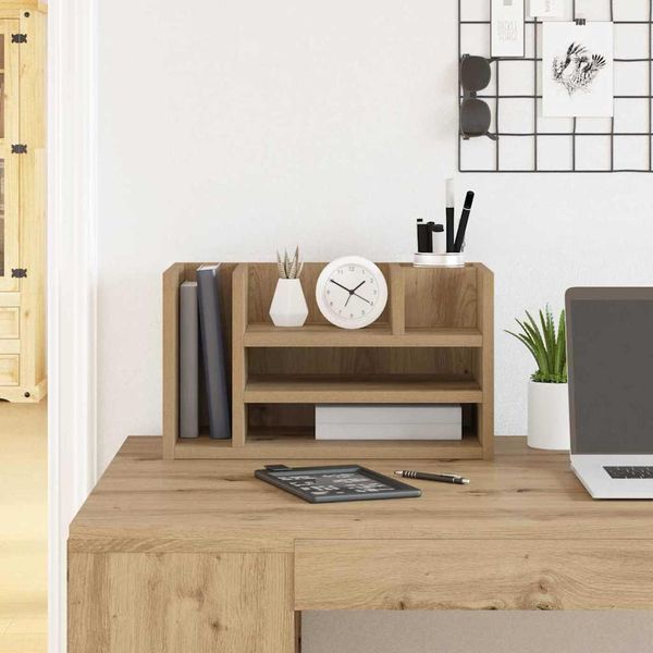 Maison Exclusive - Organizer Da Scrivania Effetto Rovere Nero 44,5 X 24 X 25 Cm-image