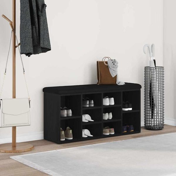 Panca Per Scarpe Semplice Con Contenitore Nero 100 X 30 X 48 Cm Materiale A Base Di Legno - Panche DE6284486 1Pacco-image