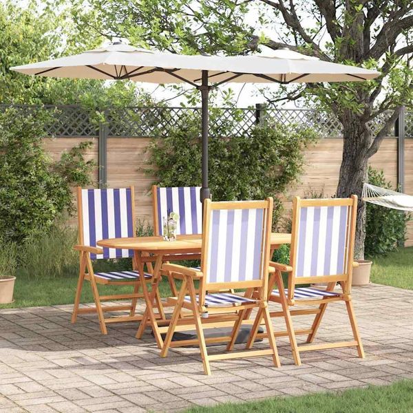 2025 Cloris Set Di Mobili Da Giardino Set Di Mobili Da Balcone Set Da Pranzo Da Giardino 5 Pezzi Blu E Bianco Acacia Legno Massiccio - Set Di Mobili Da Giardino Vendita3706933 3Parcel-image