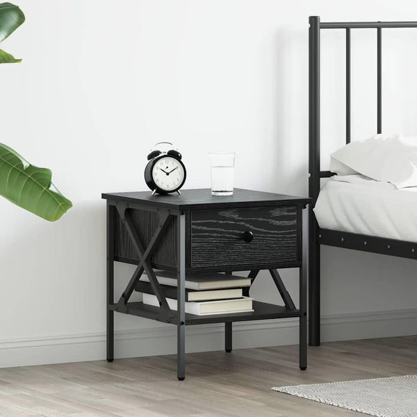 2025 Comodino Cloris Con Cassetti Look Rovere Nero 40 X 42 X 45 Cm - Comodini E Armadi Sale8108278 1Pacco-image