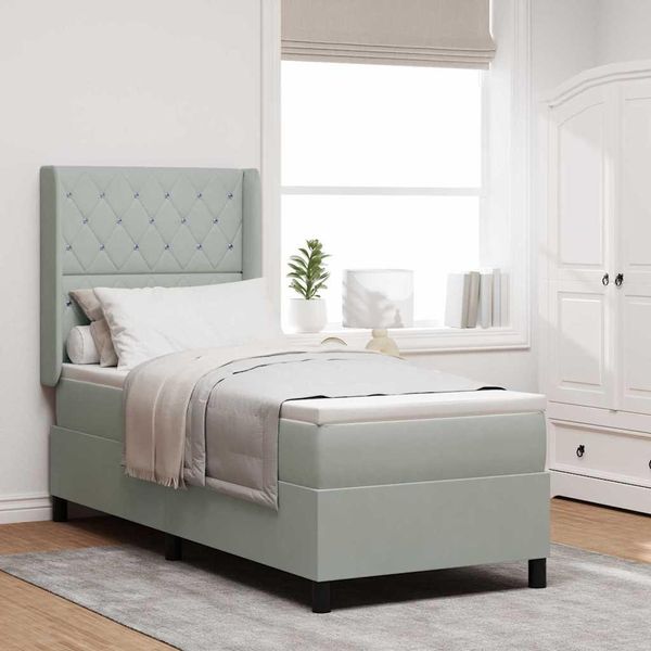 Maison Exclusive - Letto A Molle Con Materasso Grigio Chiaro 80 X 200 Cm Velluto-image