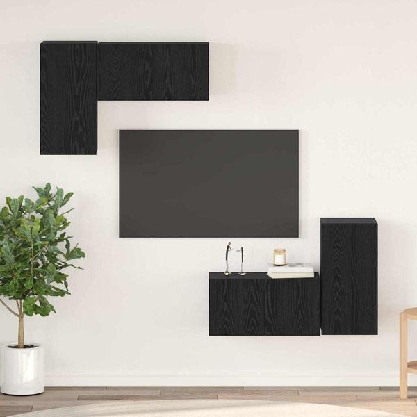 Design New Set Di Mobili Tv 4 Pezzi Look Rovere Nero 60 X 30 X 30 Cm - Mobili Tv MöBel2025 CHY7717125 2Parcel-image