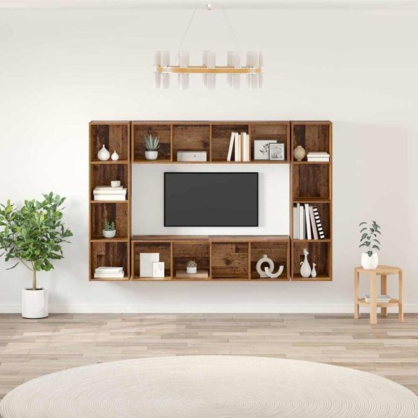Maison Exclusive - Mobile Tv 4 Pezzi Marrone 37 X 37 X 142,5 Cm Materiale Ligneo-image