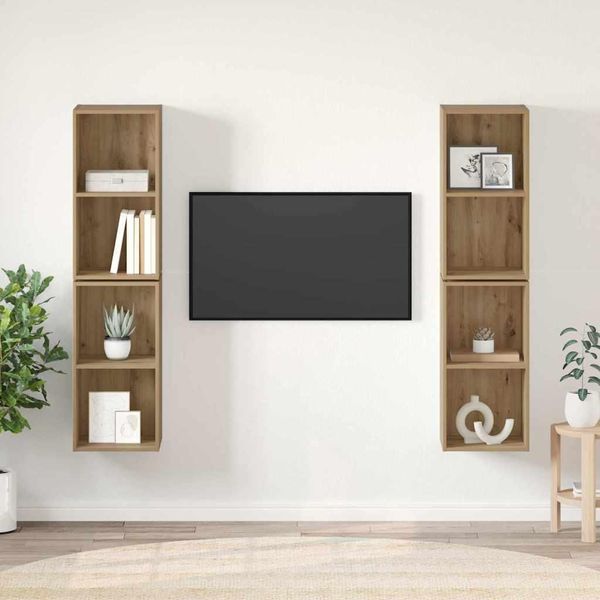 Maison Exclusive - Set Mobile Tv 4 Pezzi Rovere Artisan 37 X 37 X 72 Cm Materiale Ligneo-image