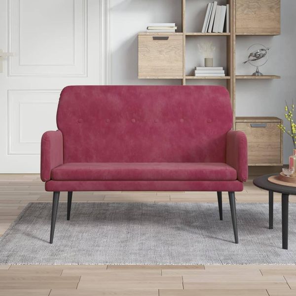 Panca In Stile Elegante In Velluto Rosso Vino 108X79X79 Cm - Cassapanche Hommie2142322 1Pacco-image