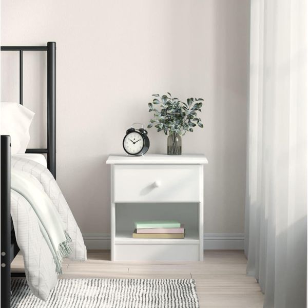 Comodino Durevole Alta White 41X35X41 Cm In Pino Massiccio - Comodini E Armadi Octo3907418 1Pacco-image