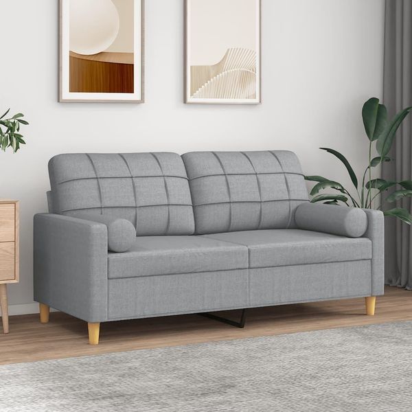 Best MöBel Divano A 2 Posti Con Cuscini Decorativi In Tessuto Grigio Chiaro 140 Cm - Classic Sofas Cloris New5818388 2Parcel-image