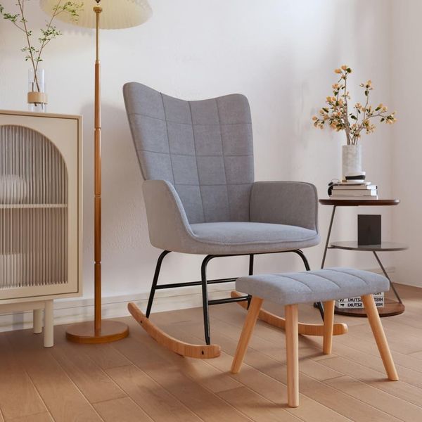 2025 Sedia A Dondolo Moderna Con Sgabello In Tessuto Grigio Chiaro - Sedie A Dondolo,Design 8393873 1Parcel-image