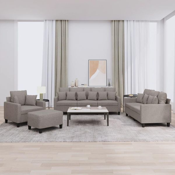 Bei Cloris Set Di Divani 4 Pezzi Con Cuscini In Tessuto Taupe - Divani Classici New2927376 4Parcel-image