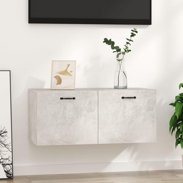 Maison Exclusive - Armadio A Muro Grigio Cemento 80X36,5X35 Cm Materiale Ligneo-image