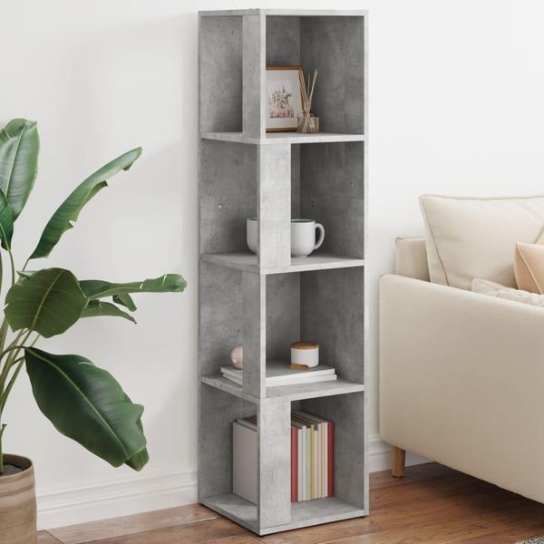 Bei Cloris Vetrinetta Scaffale Angolare Grigio Cemento 33X33X132 Cm Materiale A Base Di Legno - Cassettiere Nuovo4259184 1Pacco-image